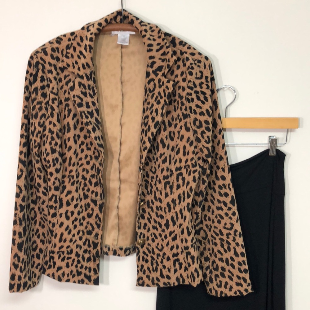 David Benjamin Leopard Blazer Black Brown Size 12